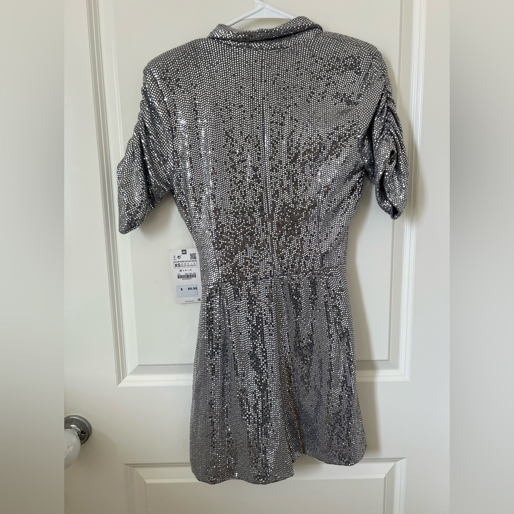 Zara Glittering Silver Sequin Jacket - image 8